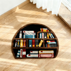 Tapis demi-rond tufté à la main <span class=keywords><strong>pour</strong></span> bibliothèque, motif <span class=keywords><strong>de</strong></span> <span class=keywords><strong>livre</strong></span> 3D, tapis <span class=keywords><strong>de</strong></span> sol doux et moelleux <span class=keywords><strong>pour</strong></span> les amateurs <span class=keywords><strong>de</strong></span> livres, décoration <span class=keywords><strong>pour</strong></span> bureau et chambre - Product Image 6