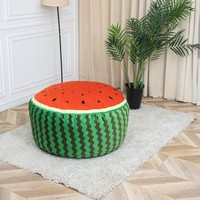2024 vente chaude moderne pastèque Design pouf canapé chaise ensemble doux confortable intérieur salon tissu pouf chaise