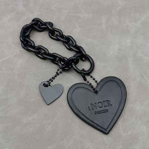 Customizable Wholesale Black and pink Heart-shaped Leather Ins Style Women's Style Acrylic <b>Key</b> <b>Chain</b> for Car Pendant Woman Gift - Product Image 1