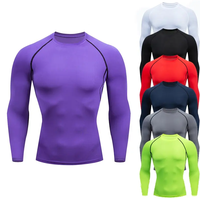 Erkekler kadınlar özel Logo koşu atletik erkek spor giyim kas sıkıştırma aktif spor sıkı spor egzersiz TShirt uzun kollu