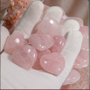 Cuentas de Piedra de Cristal de Cuarzo Rosa de 30 mm, Forma de Corazón Pulido, Tema de Amor, Feng Shui, Joyería de Moda Religiosa de Lujo - Product Image 3