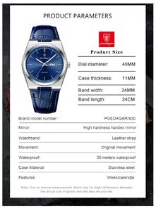 Montre de luxe pour homme, montre-bracelet en cuir, montre à quartz, étanche, lumineuse, date, semaine, Reloj, montres pour hommes - Product Image 5