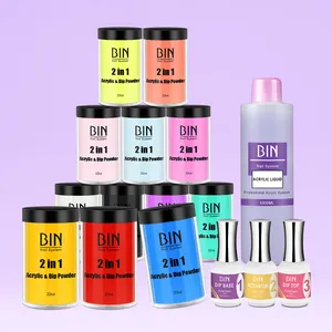 BIN Private Label 2 In 1 Acrylic Powder Nail Dip Powder Manufacture With More Than 2000 Colors
