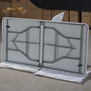 プラスチック製ダイニングBbqピクニック折りたたみ式長方形ポータブル白折りたたみ屋外用宴会イベント用ウェディングテーブル - Product Image 6