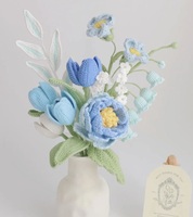 Pot de fleurs en crochet fait main personnalisé, bouquet éternel tricoté, couleur personnalisée, cadeau romantique pour la fête des mères, Thanksgiving