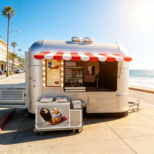 Carrito de Comida Móvil de Acero Inoxidable y Aluminio con Espejo, Carrito de Helados y Dulces, Camión de Comida, Remolque de Concesión - Product Image 5