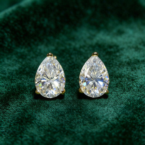 Orecchini in Argento S925 Placcato <span class=keywords><strong>Oro</strong></span> 18K con Moissanite a Goccia da 4 <span class=keywords><strong>Carati</strong></span> 7*10mm, Adatti per Uomo e Donna - Product Image 2