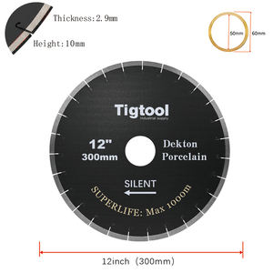 12"/300mm Dekton/Porcelain/Sintered Stone Silent Blade <strong>Superlife</strong> Max 1000m Chip-Free Cutting 45&deg; Miter Cutting Tigtool - Product Image 2