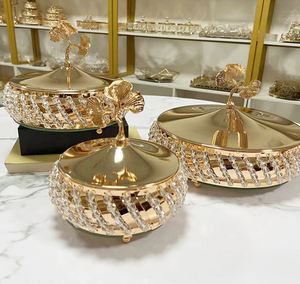 Décoration de luxe légère pour salon, style européen nouveau, boîte à bonbons en verre de cristal, pot de rangement - Product Image 1