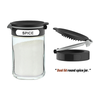 Organizador Giratorio de Especias de Acero Inoxidable 360° con Juego de Frascos de Vidrio de Doble Apertura para Condimentos, para Despensa