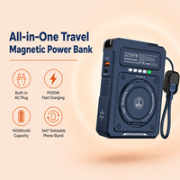 Batterie externe portable 10000 mAh, charge rapide 20W PD avec charge sans fil et prise murale CA intégrée, idéale pour les voyages, personnalisable avec logo OEM