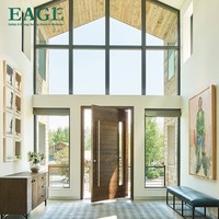 Porte d'entrée pivotante en bois massif, style artisanal moderne, double vitrage trempé, cadre en alliage d'aluminium, antivol, pour extérieur
