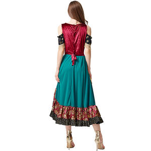 Trajes <span class=keywords><strong>de</strong></span> Flamenco Españoles, Falda Plisada con Lentejuelas Doradas y Estampado Floral, Vestido <span class=keywords><strong>de</strong></span> <span class=keywords><strong>Gitana</strong></span> para Carnaval - Product Image 5