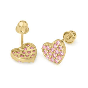 Duyizhao 14k Gold glassed Heart CZ Mini Dainty orecchini a bottone per donna e <span class=keywords><strong>bambina</strong></span> gioielli - Product Image 3