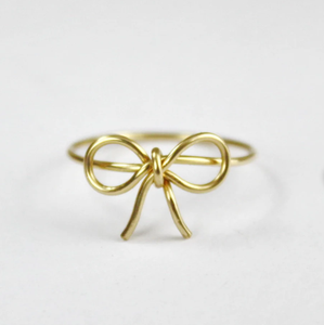 Anello con papillon in oro minimalista avvolto in filo avvolto in oro Dimentica Me anello con nodo con anello con nodo e promessa amicizia - Product Image 2