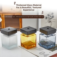 Offre Spéciale – En Stock – Bouteille en Verre Carrée de 500 ml pour Diffuseur à Bâtonnets Sans Flamme avec Couvercle en Bois Naturel – Contenant Vide pour Parfum d'Intérieur
