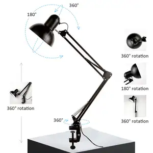 Zwenkarm Led Computer Bureaulamp Met Klem Kantoor Werkende Architect Led Studie Tafel Licht Opvouwbare Clip Bureaulamp