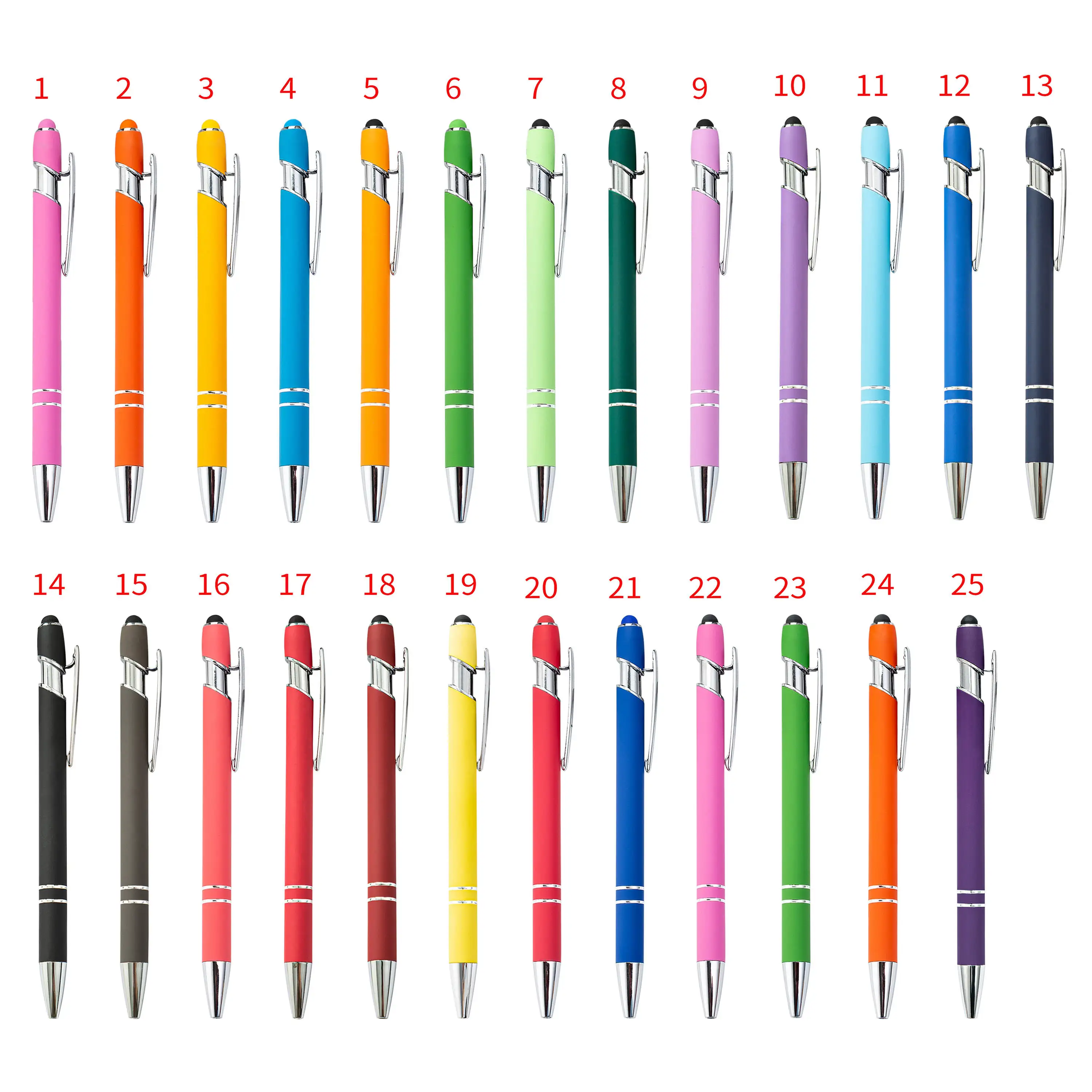 2023 nouveau stylo professionnel fournisseur métal caoutchouc stylo à bille cadeau OEM Logo personnalisé promotionnel écran tactile supérieur stylo à bille