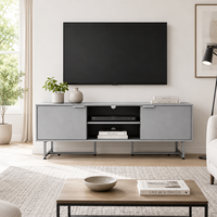 Meuble TV moderne avec rangements, centre de divertissement avec armoires et étagères ouvertes