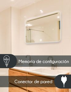 Espejo de Baño LED Inteligente Rectangular Moderno con Esquinas Redondeadas, Retroiluminado, Antivaho, para Proyectos Hoteleros - Product Image 5