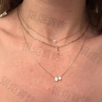 Collier pendentif élégant en argent sterling 925 plaqué or avec double zircon, pour femmes, LOZRUNVE