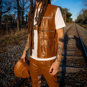 <span class=keywords><strong>Tuta</strong></span> Sportiva Casual <span class=keywords><strong>di</strong></span> Alta Qualità per Uomo, Due Pezzi: Gilet Cargo e <span class=keywords><strong>Pantaloni</strong></span> in <span class=keywords><strong>Pelle</strong></span> <span class=keywords><strong>a</strong></span> Pieghe, Completo Sportivo in <span class=keywords><strong>Pelle</strong></span> - Product Image 2