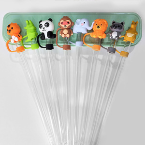 En gros, embouts de paille en silicone 3D en forme d'animaux marins, créatifs, de dessin animé, pour pailles de 10 mm - Product Image 2