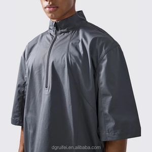 High Quality <strong>Waterproof</strong> Custom Silk Printing Polyester Windbreaker Oversized <strong>Short</strong> <strong>Sleeve</strong> Quarter Zipper Hiking <strong>Golf</strong> <strong>Jacket</strong> Men - Product Image 4