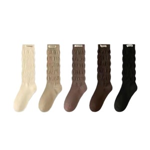 Women Knee High <b>Socks</b> Solid Color Medium Thickness Thermo Slouch Style For Autumn Winter Wear With Leather Shoes - Product Image 2
