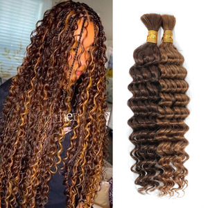 Chưa Qua Chế Biến Nguyên Liệu Tóc Số Lượng Lớn P4/30 Làm Nổi Bật Tóc Con Người Cho Bện Xoăn Sâu Sóng Số Lượng Lớn Tóc Con Người Không Có Sợi Ngang Bó Cho Bím Tóc - Product Image 1