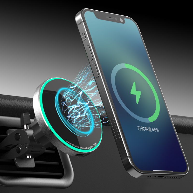 Лидер продаж на amazon 2021, вращающаяся на 360 градусов Магнитная Беспроводная зарядка, автомобильный держатель-подставка qi, автомобильное быстрое зарядное устройство 12 Вт 15 Вт для Iphone 12