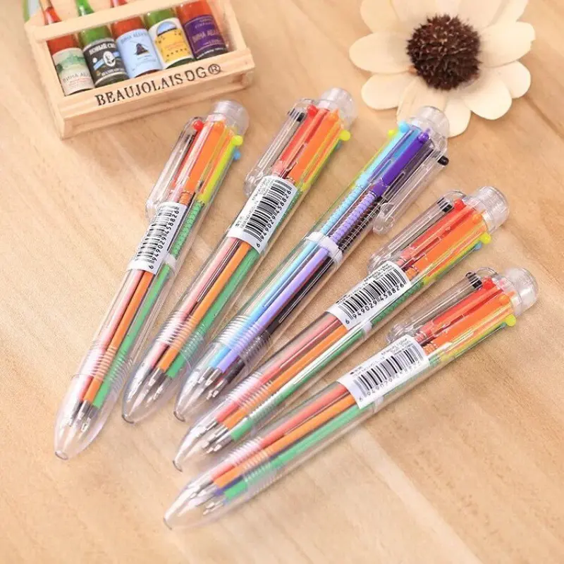 Regalo promocional Candy 6 colores bolígrafo transparente bolígrafo publicitario bolígrafo multicolor