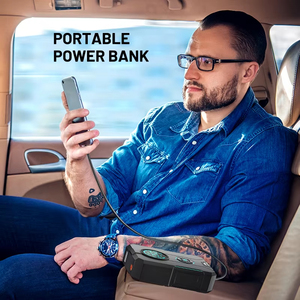 Démarreur de voiture portable Peak 2000A avec batterie de 12000 mAh et compresseur d'air 150 PSI, double usage pour camions et motos, gonfleur de pneus - Product Image 4