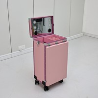 Table à ongles pliable avec miroir éclairé, station de manucure roulante, cadre en aluminium, tiroirs de rangement pour salon de manucure