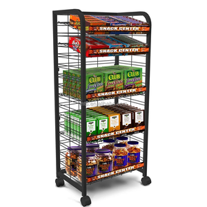 Exhibidor Metálico Negro de Múltiples Niveles con Panel Perforado, Organizador Móvil de Snacks para Supermercados y Tiendas de Conveniencia - Product Image 3