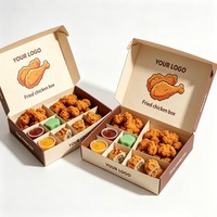 Boîte en papier personnalisée pour la vente en gros de plats à emporter : riz, poulet frit, nuggets, ailes, repas rapides