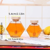 Tarro de vidrio Hexagonal reciclable de 220ml, 380Ml, 500ml, para miel y mermelada, tarro de vidrio para cocina sellado con tapa de madera