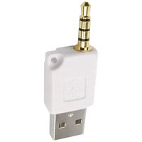 Connecteur blanc de chargeur de synchronisation de données USB 2.0 mâle à 3.5mm mâle pour iPod Shuffle 2e 3e