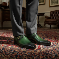 Chaussures habillées de luxe pour hommes, à boucle simple, en cuir finition artisanale, grande taille EU 48