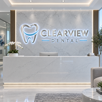 Enseigne LED 3D en aluminium rétroéclairée personnalisée pour clinique dentaire, dentiste, usine, décoration murale de fond de réception de bureau, logo