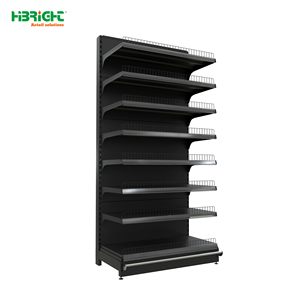 ชั้นวางสินค้าแบบกอนโดลาสีดำสำหรับงานหนัก ชั้นวางซุปเปอร์มาร์เก็ตแบบด้านเดียว ชั้นวางโลหะแบบเจาะรูสำหรับร้านค้า - Product Image 6