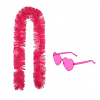 Nouvel ensemble de lunettes de soleil en forme de cœur avec bordure en fausse fourrure, accessoires de costume de carnaval, lunettes de fête romantiques