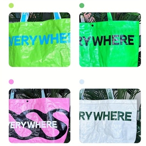 Bolso de mano tejido PP con logotipo personalizado, bolso de compras ligero e impermeable para mujer, bolso de hombro ecológico para comestibles - Product Image 4