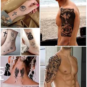 36 Hojas de Tatuajes Temporales, Pegatinas <span class=keywords><strong>para</strong></span> Cuerpo, Brazos, Pecho y Hombros <span class=keywords><strong>para</strong></span> Hombres o Mujeres con 24 Hojas de Pequeños Tatuajes Negros - Product Image 6