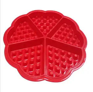 Großhandel backofen silikon form-Heart Shape Waffle Mold 5-Cavity Silicone Oven Pan Baking Cookie Cake Muffin Cooking Tools