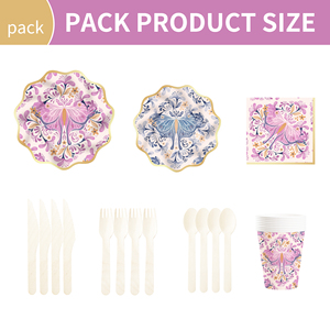 DAMAI New Design Tea Party Tableware Set with Luxurious <b>butterfly</b> Pattern Include Paper Plates Cups Napkins for 8 Guests - Product Image 2