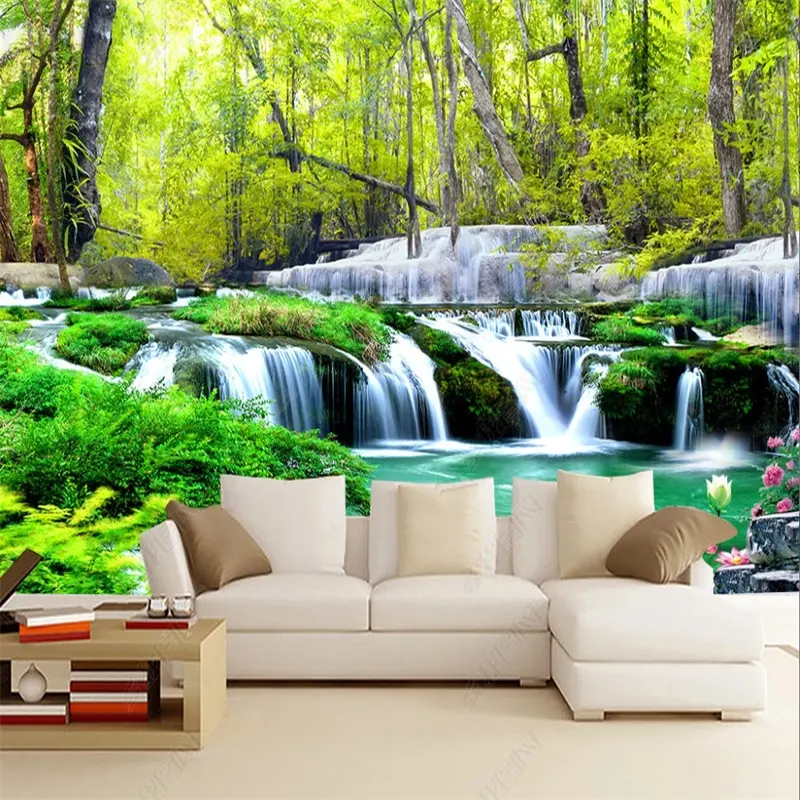 Personalizzato paesaggio naturale foresta carta da parati cascata 3D murale soggiorno TV divano sfondo carta da parati decorazioni per la casa murale