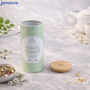 Emballage personnalisé en tube de papier biodégradable pour thé en vrac, thé aux fleurs, café en grains, avec couvercle en bois - Product Image 2