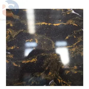หลอดเลือดดำสีดำทองควอตซ์เคาน์เตอร์ด้านบนแผ่นหินควอตซ์เทียมสำหรับโต๊ะหินปลอดสารพิษ