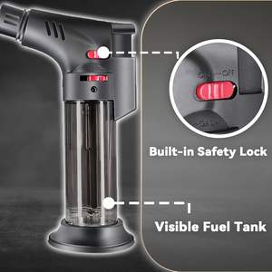 Briquet torche avec flamme jet, mini torche à gaz butane, multi-usage, coupe-vent, allumage à silex - Product Image 4